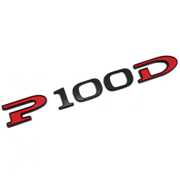 Tesla Model S, X, Red / Black P100D Letter Emblem, 3D Metal