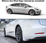 Tesla Model 3 Mud Flaps, No-Hole, ABS, 4-Piece Set, Pearl White, 2017-2023