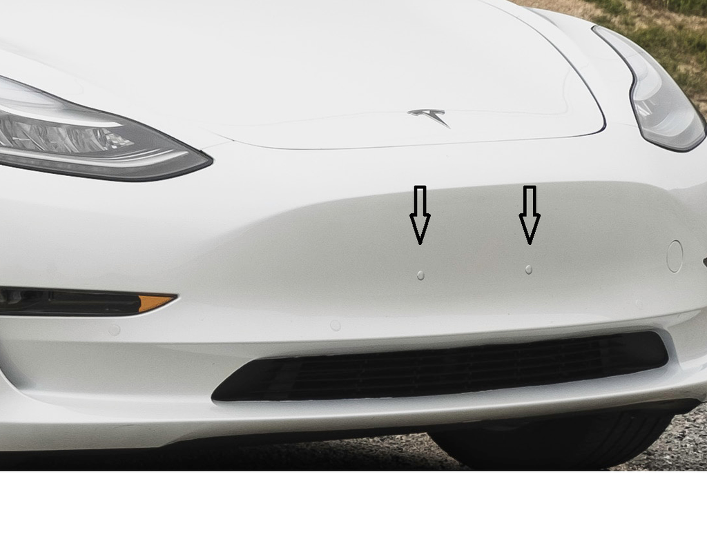Tesla Model S, 3, X, Y Front Bumper Painted License Plate Hole Cover Plugs, Pearl White PPSW