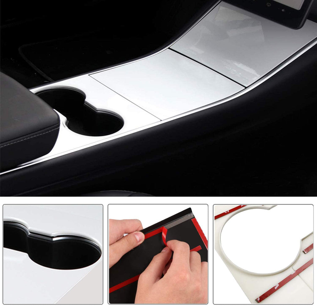 Tesla Model 3, Y Pearl White ABS Center Console Cover Kit, 2017-2020