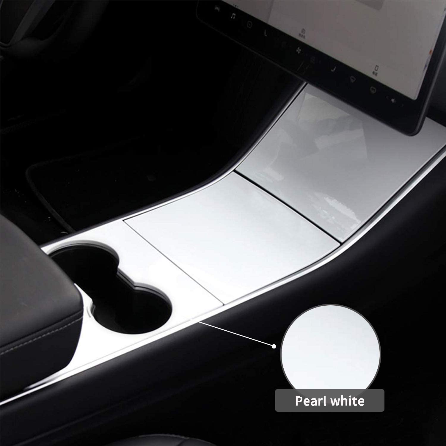 Tesla Model 3, Y Pearl White ABS Center Console Cover Kit, 2017-2020