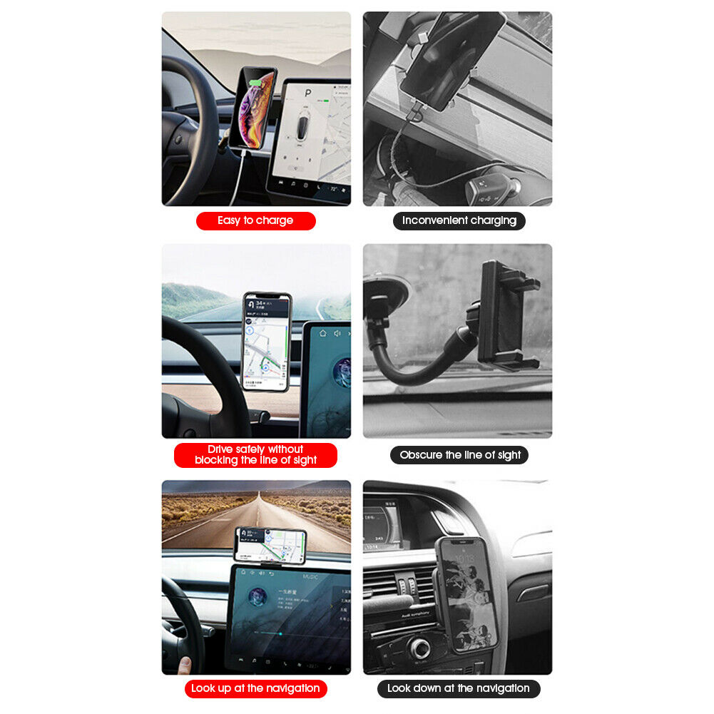 Tesla Model 3, Y Center Screen Side Cell Phone Holder Mount, Black