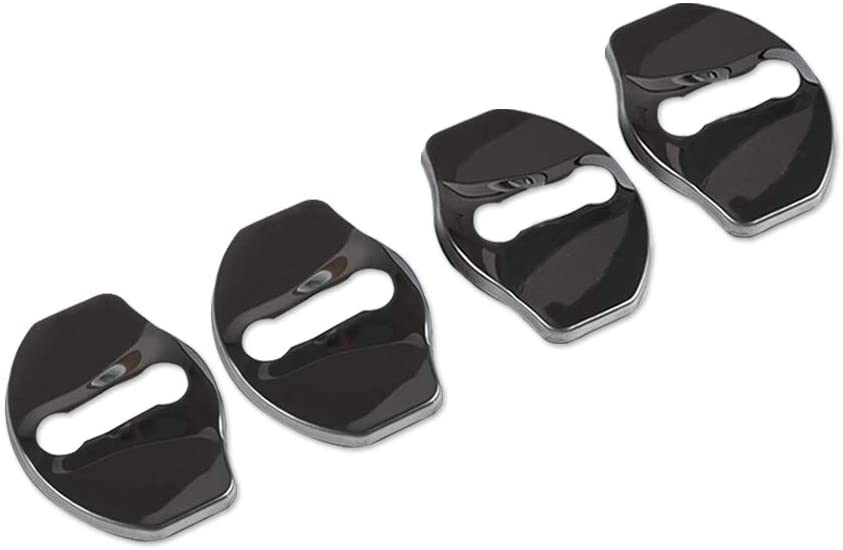 Tesla Model 3, Y, X Door Latch Covers, Piano Black Stainless Steel, 4pc Set