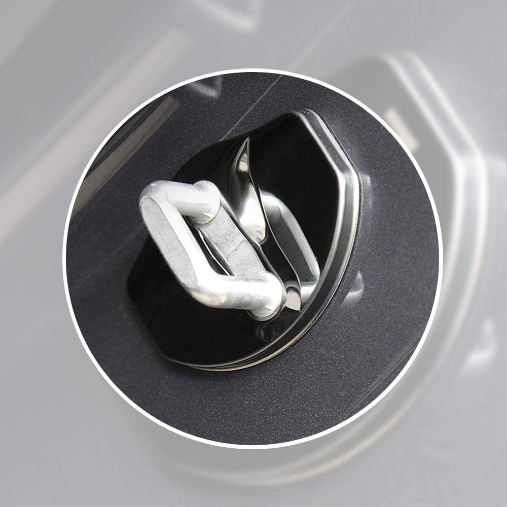 Tesla Model 3, Y, X Door Latch Covers, Piano Black Stainless Steel, 4pc Set