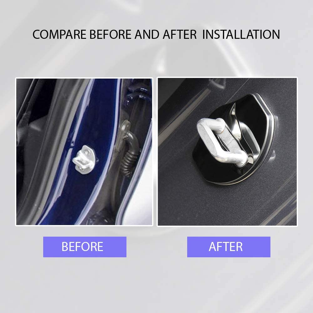 Tesla Model 3, Y, X Door Latch Covers, Piano Black Stainless Steel, 4pc Set