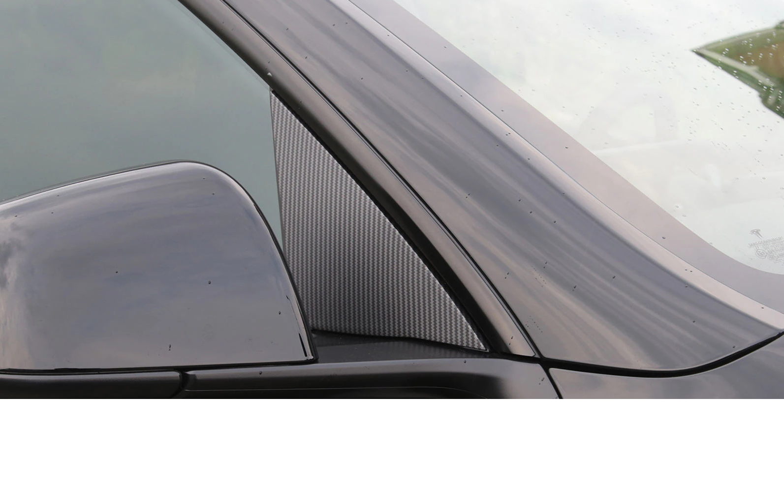 Tesla Model Y Front A Pillar Covers, Matte Carbon Fiber, 2020-2022