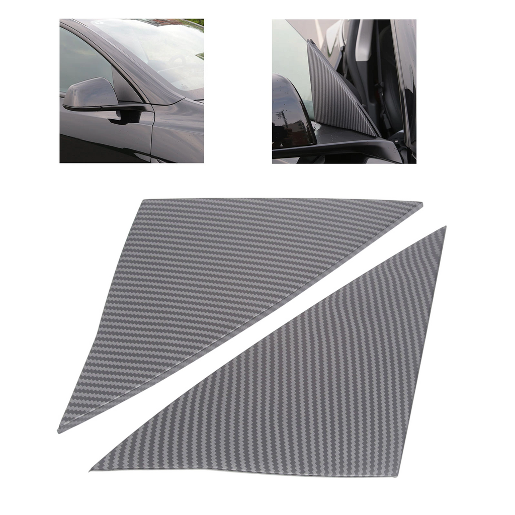 Tesla Model Y Front A Pillar Covers, Matte Carbon Fiber, 2020-2022