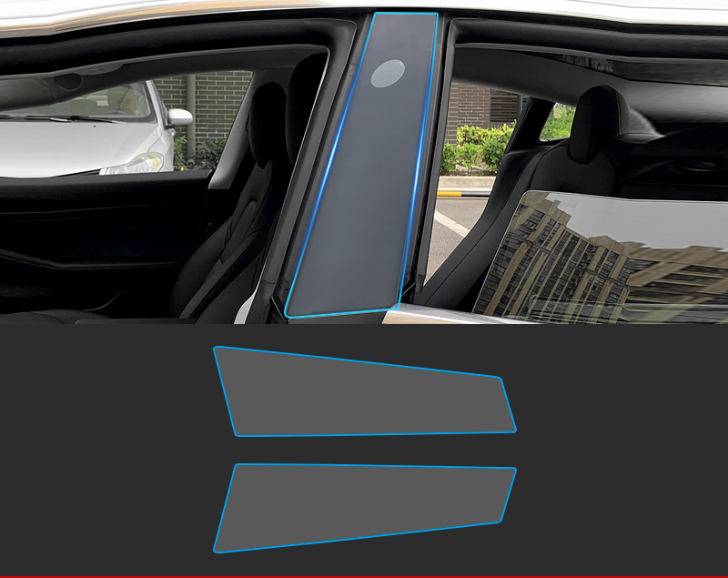 Tesla Model 3 Outer Center B Pillar Protector Films, Clear TPU, Scratch-Proof, 2017-2022