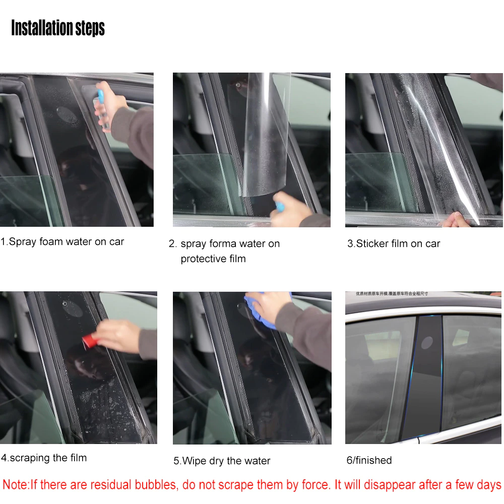 Tesla Model 3 Outer Center B Pillar Protector Films, Clear TPU, Scratch-Proof, 2017-2023