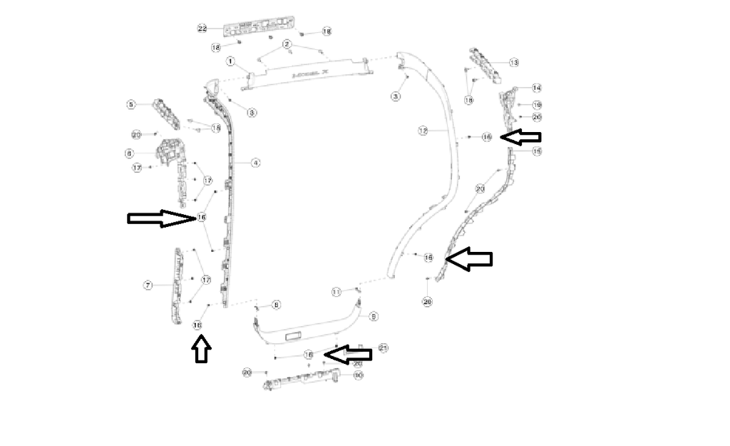Tesla Model X Interior Racetrack Pillar Trim Fastener Clips, Pack of 10, 2016-2021