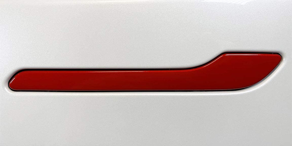 Tesla Model 3, Y, Door Handle Covers, ABS, Color Matched Sunset Red PMMR