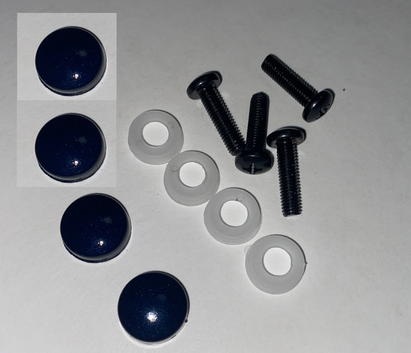 Tesla License Plate Screw Cap Cover Kit, Painted Factory Color Deep Blue Metallic PPSB