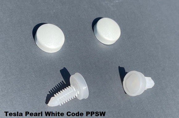 Tesla Model S, 3, X, Y Front Bumper License Plate Hole Cover Plugs, Pearl White PPSW