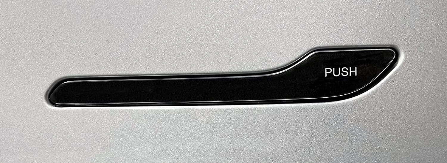 Tesla Model 3, Y, Door Handle Protection Clear Decal Wrap with Word "Push", 4pc Set, 2017-2024