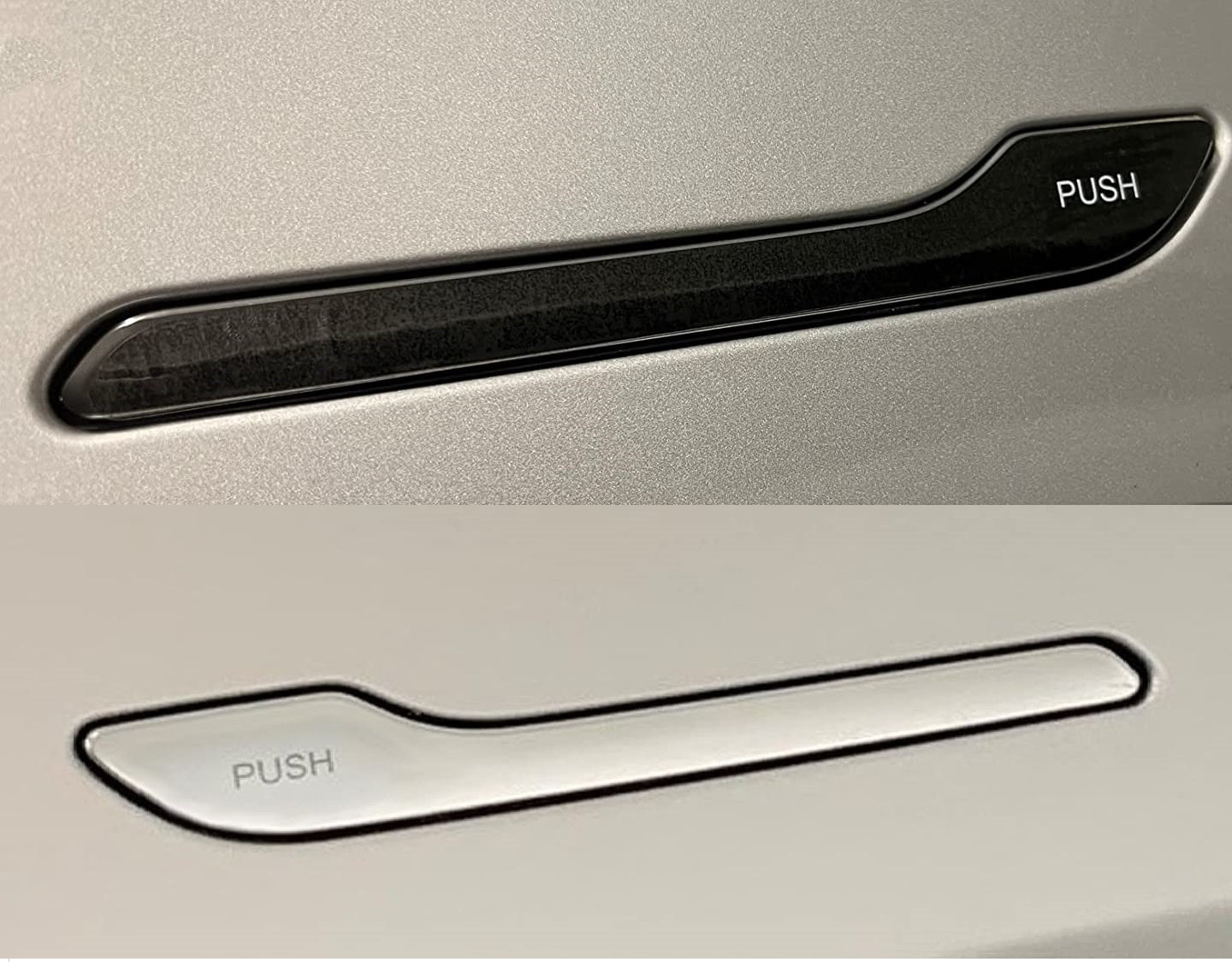 Tesla Model 3, Y, Door Handle Protection Clear Decal Wrap with Word "Push", 4pc Set, 2017-2024