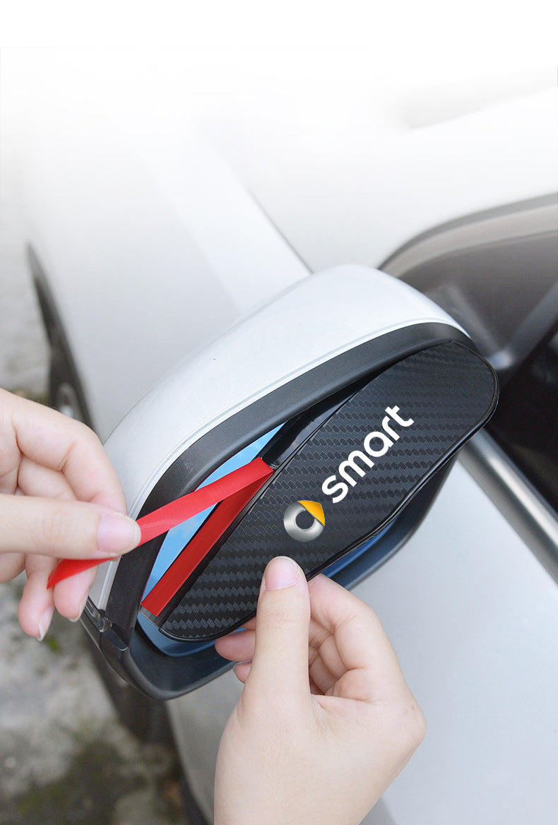 Smart Car Fortwo Side Mirror Rain Covers, Carbon Fiber ABS