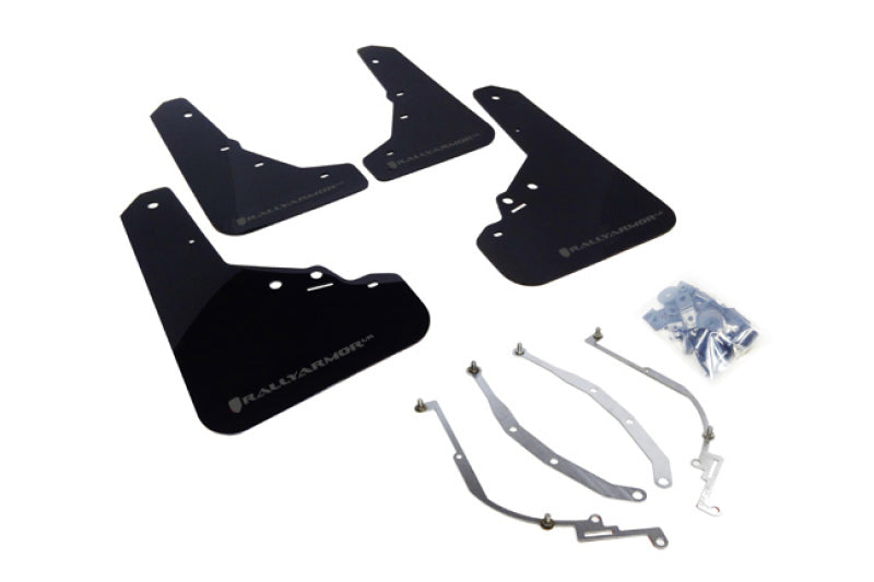 Fiat 500E Mud Flap Set, Rally Armor, Black W/ Gray Logo, 2012-2019