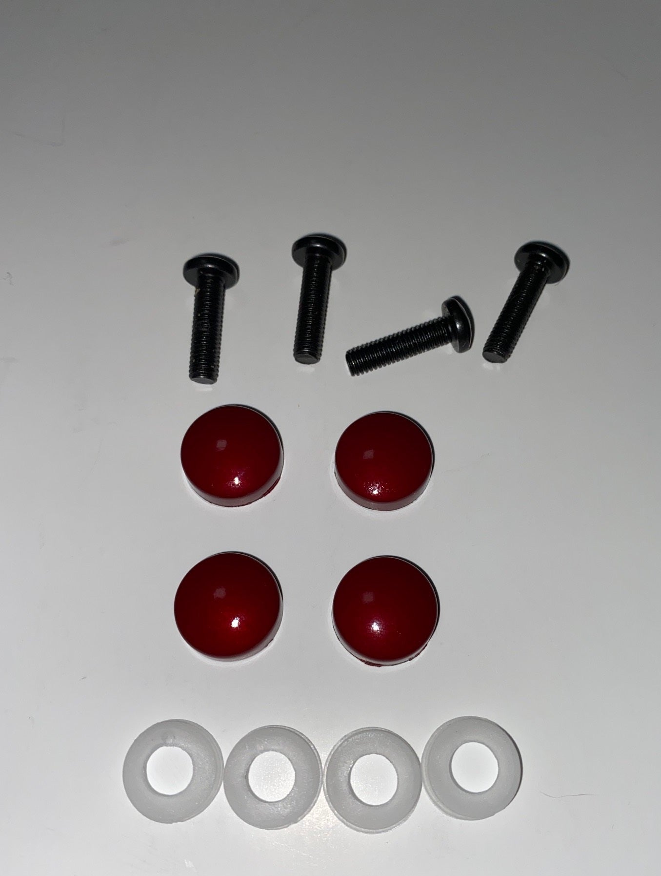 Tesla Model S, 3, X, Y License Plate Screw Cap Cover Kit, Painted Factory Color Sunset Red PMMR