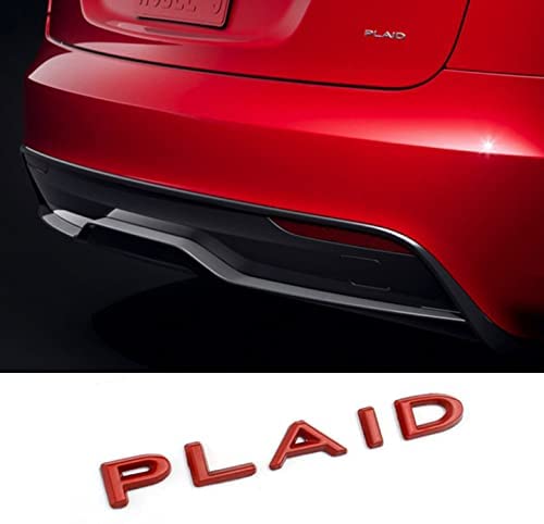 Tesla Model S, 3, X, Y Plaid Badge 3D Logo Rear Letter Set Emblem, Red