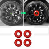 Tesla Model Y ABS Wheel Center Caps Hub Covers, 20 & 21 Inch, Red, 4PCS Set, 2020-2022