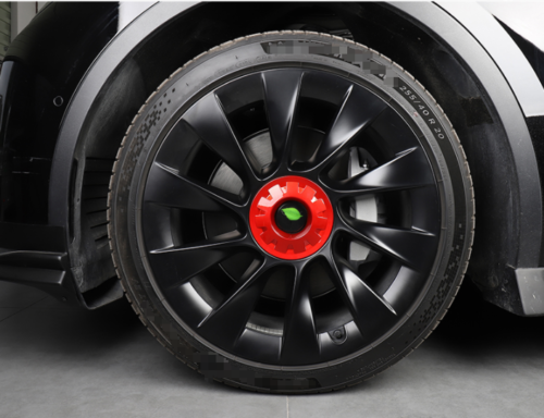 Tesla Model Y ABS Wheel Center Caps Hub Covers, 20 Inch, Red, 4PCS Set, 2020-2024