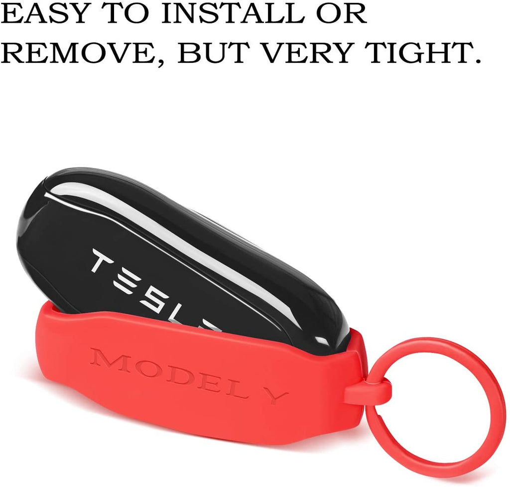 Tesla Model Y Key Fob Cover Shell Protector Case Holder, Red, 2020-2026
