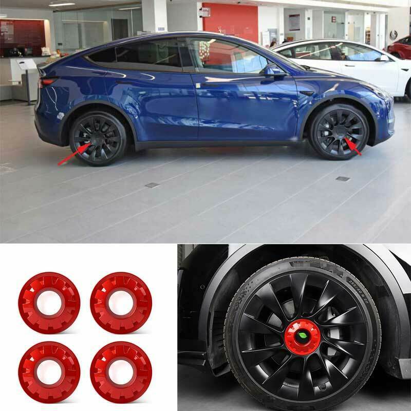 Tesla Model Y ABS Wheel Center Caps Hub Covers, 20 & 21 Inch, Red, 4PCS Set, 2020-2022