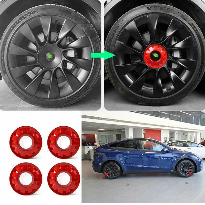 Tesla Model Y ABS Wheel Center Caps Hub Covers, 20 Inch, Red, 4PCS Set, 2020-2024