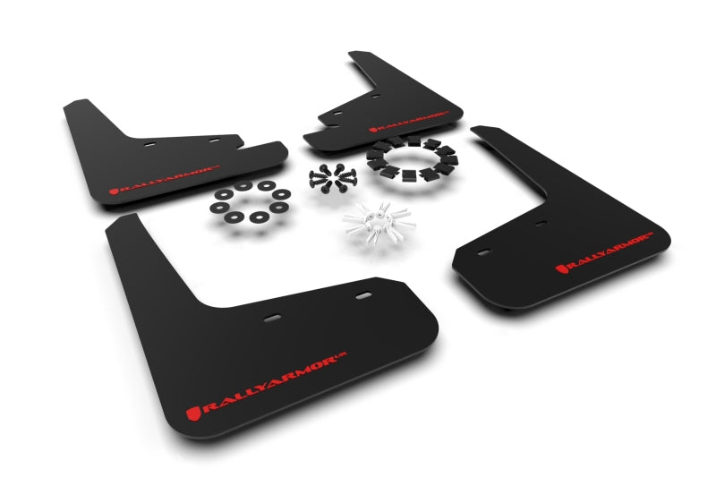 Tesla Model Y Mud Flap Set, Rally Armor Red Logo, 2020-2024