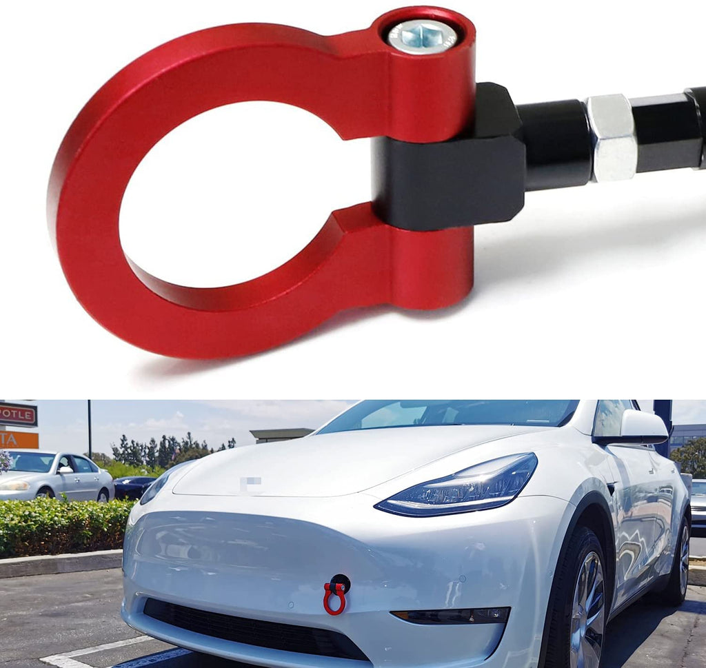 Tesla Model 3, Y Front Tow Hook T6 Lightweight Aluminum, Red