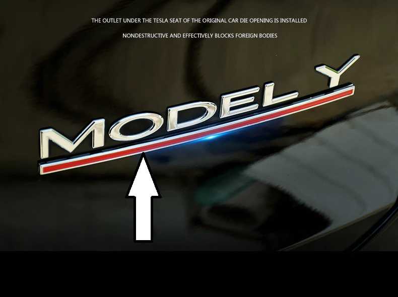 Tesla Model S, 3, X, Y Tailgate Rear Trunk Emblem Red Line Badge, ABS, Red / Chrome