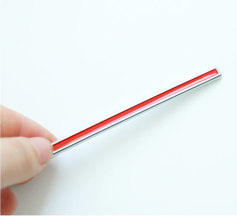 Tesla Model S, 3, X, Y Tailgate Rear Trunk Emblem Red Line Badge, ABS, Red / Chrome