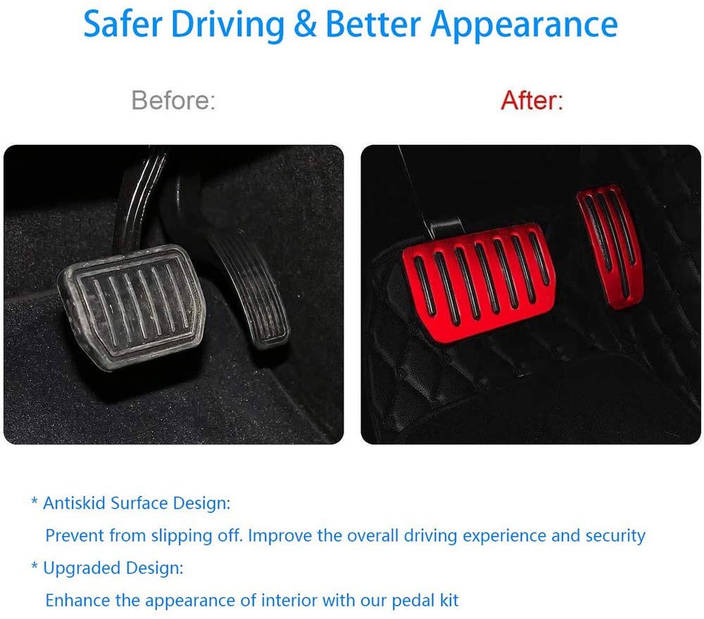 Tesla Model 3, Y, Aluminum Performance Pedal Pad Covers, Red