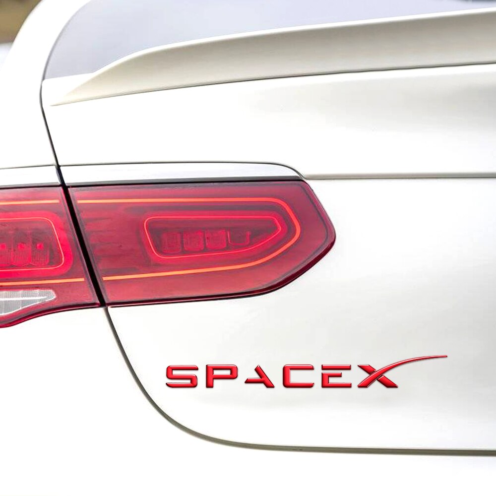 Tesla Model S, 3, X, Y, Red Space X Emblem, ABS Sticker Rear Trunk Emblem