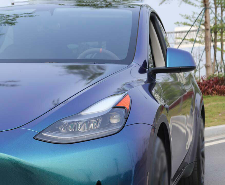 Tesla Model Y Headlight Eyebrow Front Trim Reflectors, 2020-2024