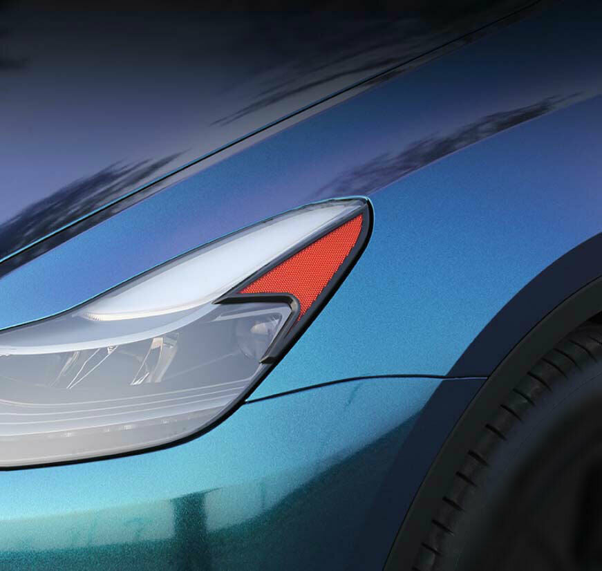 Tesla Model Y Headlight Eyebrow Front Trim Reflectors, 2020-2024