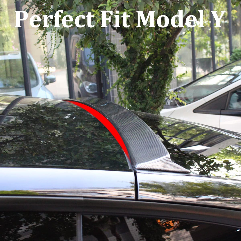 Tesla Model Y Rear Roof Spoiler, Wing, ABS Black Carbon Fiber, 2020-2022