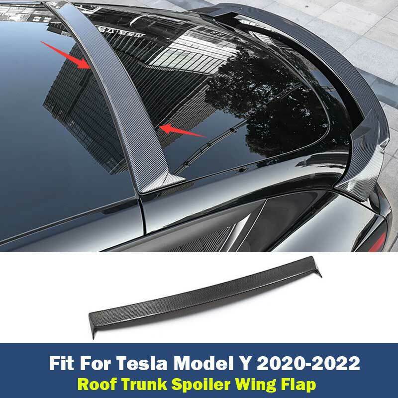 Tesla Model Y Spoiler Rear Rood Tesla Model Y Rear Roof Spoiler, Wing, ABS Black Carbon Fiber, Gloss o ...