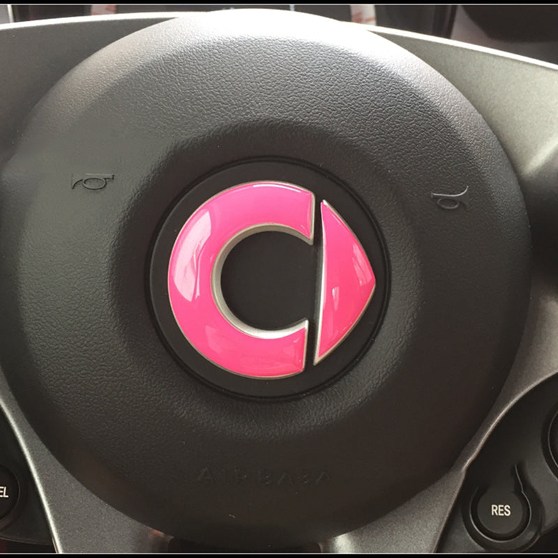 Smart Car Fortwo, Forfour 3D Steering Wheel Decal Sticker, Rose Red, 2009-2019