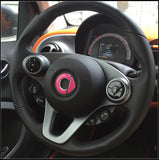 Smart Car Fortwo, Forfour 3D Steering Wheel Decal Sticker, Rose Red, 2009-2019