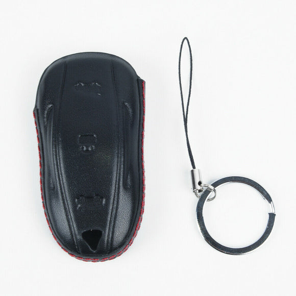 Tesla Model S, 3, Y, Black Leather Remote Key Fob Case Holder