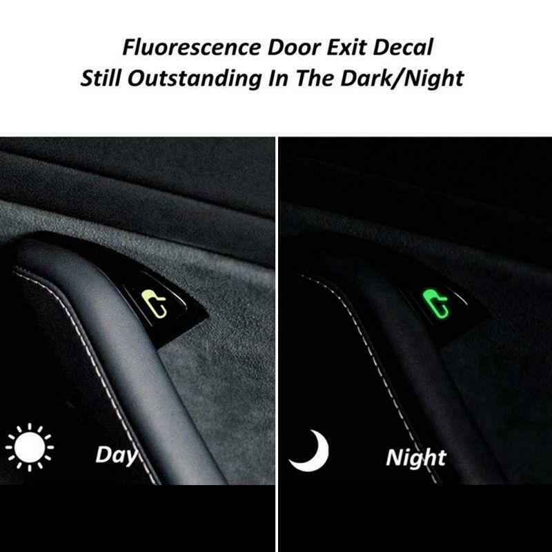 Tesla Model 3, Y, Interior Door Open Exit Stickers Decal Set, Reflective, Many Colors