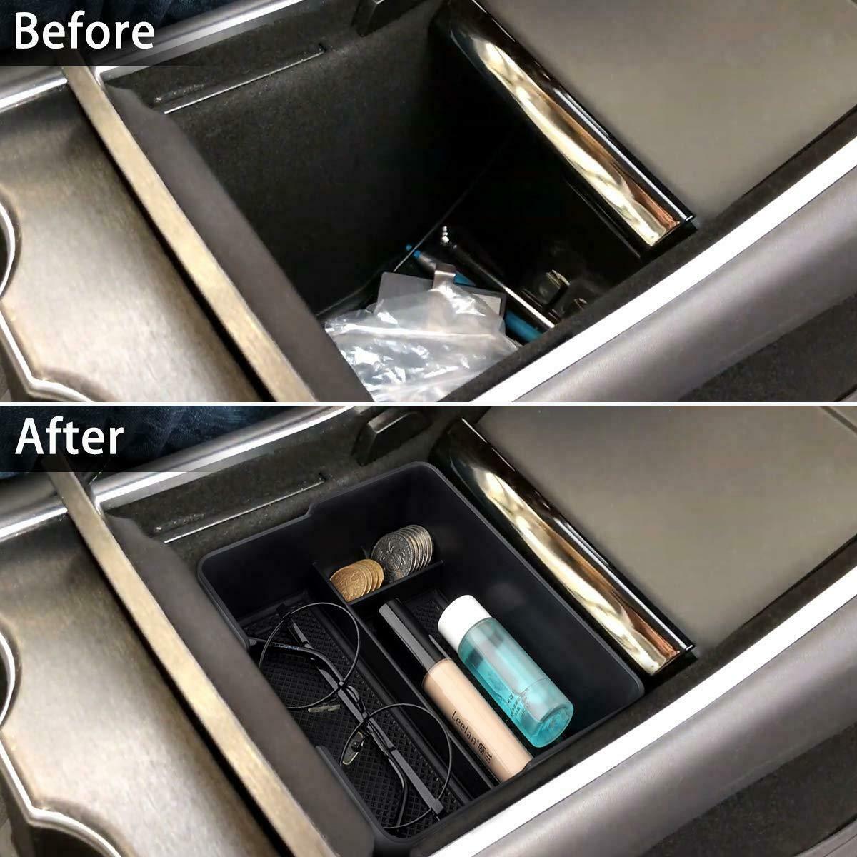 Tesla Model 3, Y Center Console Tray Organizer w/ Coin & Sunglasses Holder, 2017-2020