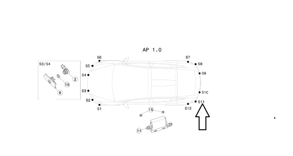 Tesla Model X Rear Bumper Park Assist Sensor Retainer, Rear Left S11, 2016-2021