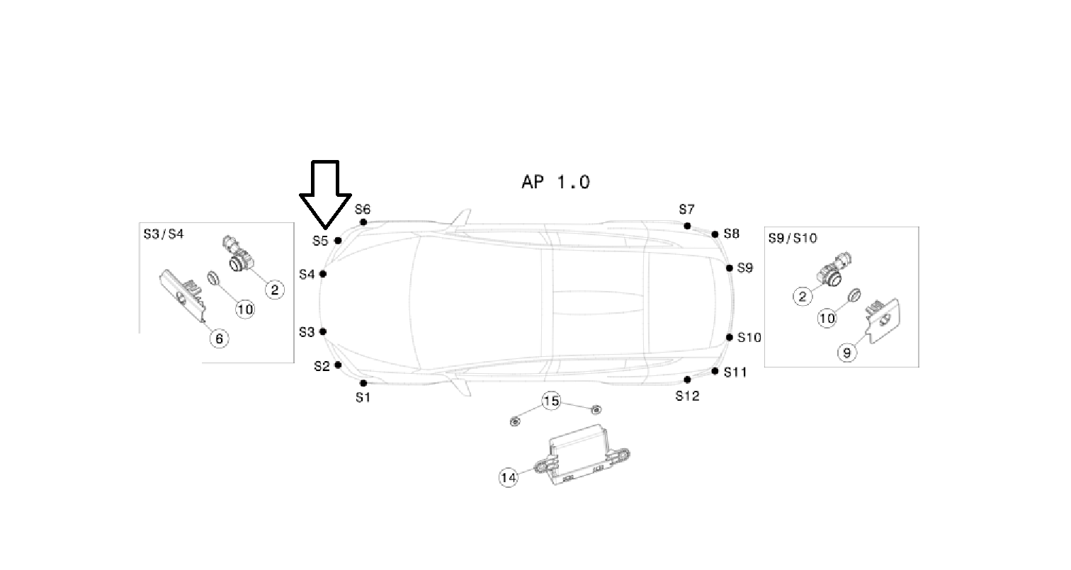 Tesla Model X Front Bumper Park Assist Sensor Retainer, Front Right S5, 2016-2021