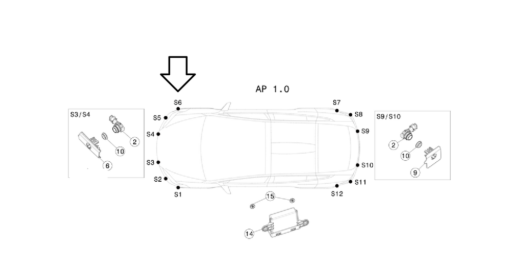 Tesla Model S Front Bumper Park Assist Sensor Retainer, Front Right S6, 2021-2024