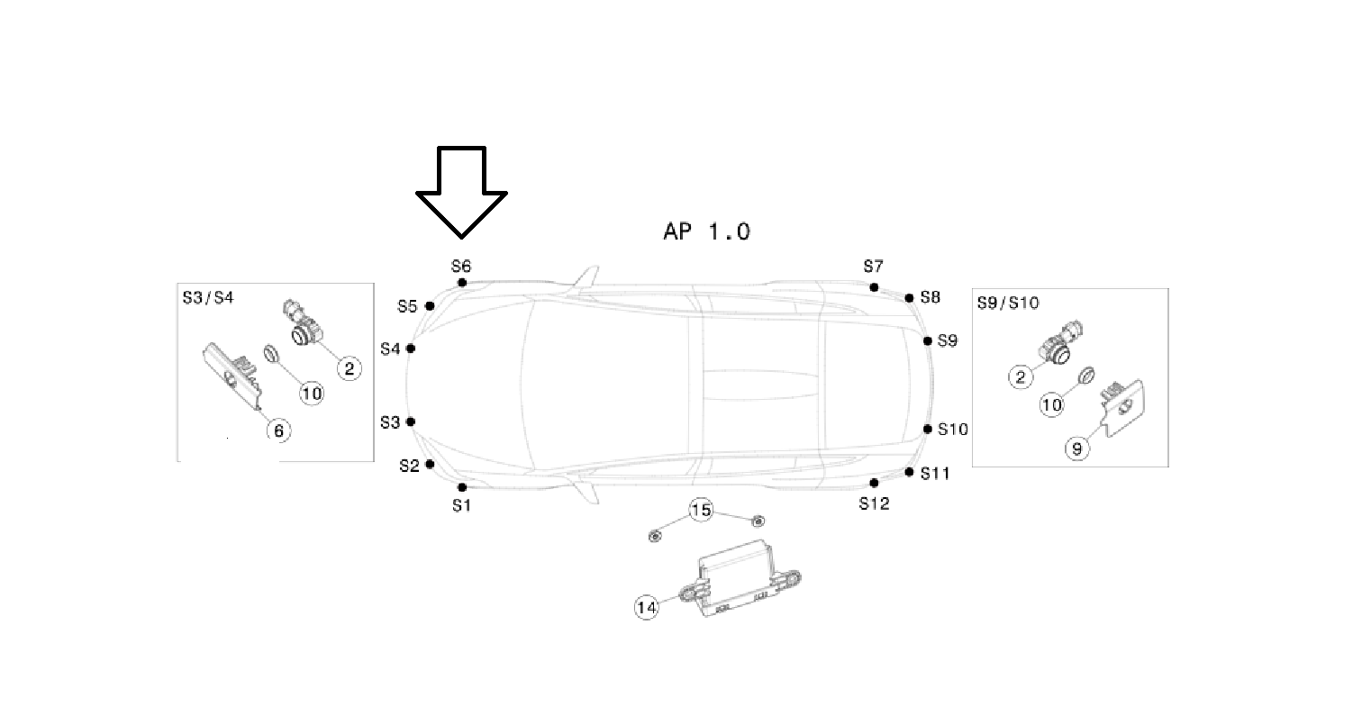 Tesla Model S Front Bumper Park Assist Sensor Retainer, Front Right S6, 2021-2024
