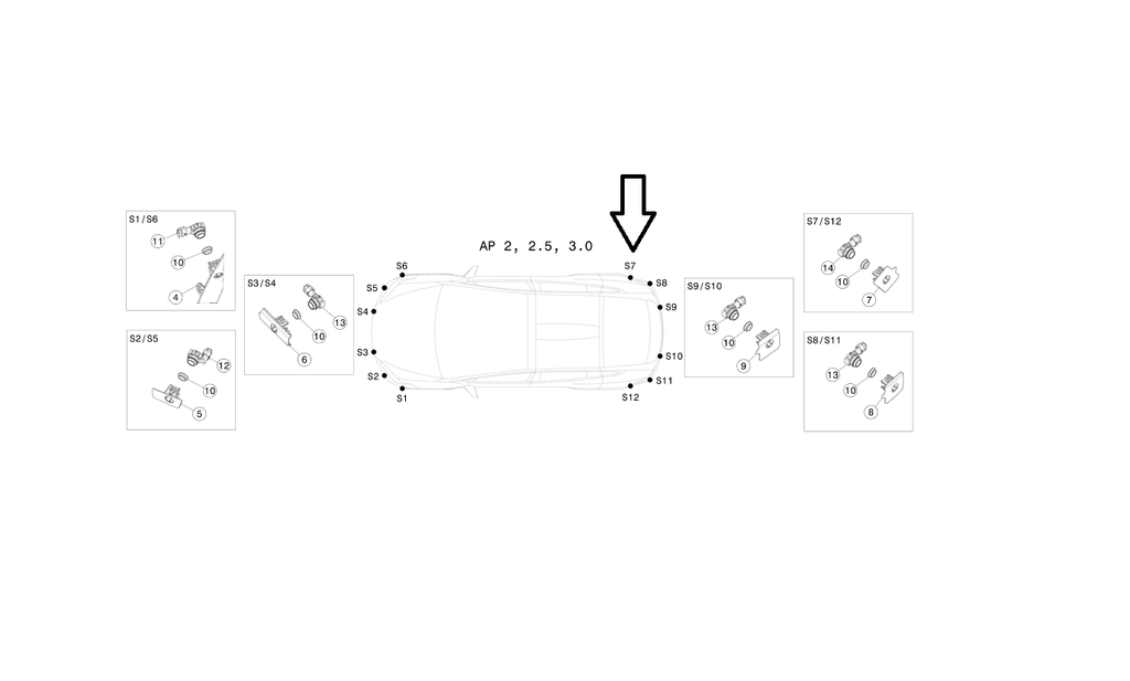 Tesla Model X Rear Bumper Park Assist Sensor Retainer, Rear Right S7, 2016-2021
