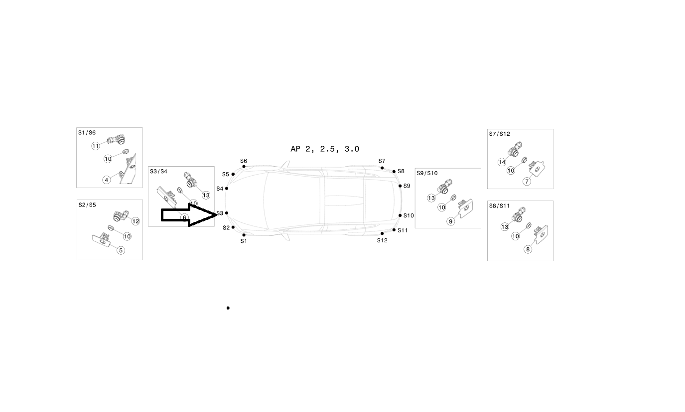 Tesla Model X Front Bumper Park Assist Sensor Retainer, Front Left S3, 2016-2021