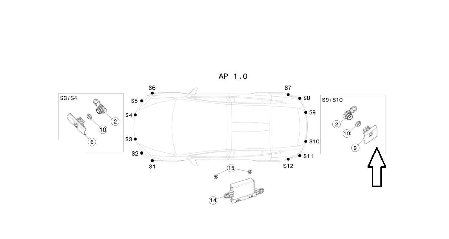 Tesla Model S Rear Bumper Park Assist Sensor Retainer, Rear Right S9, 2021-2024
